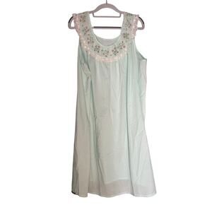 Vintage 1960s Katz mint green‎ floral print nightgown